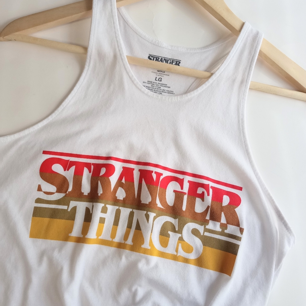 Stranger Things Graphic Casual white Tank Top nostalgic Women's Large - Picture 6 of 6